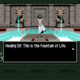 A screenshot from Shin Megami Tensei if... of an elf standing on a platform in the middle of a pool of water. A text box reads, "This is the Fountain of Life."